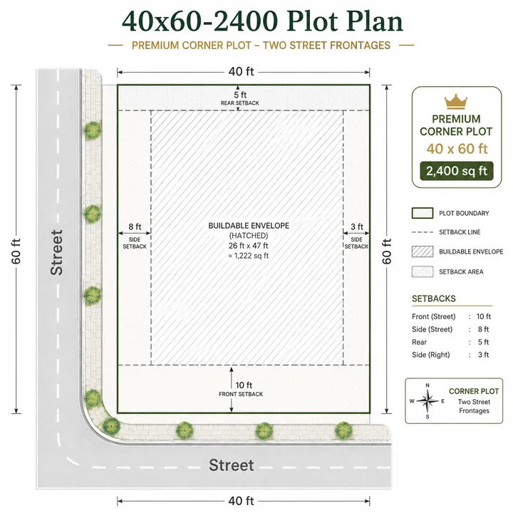 Godrej Plots Malur 40 x 60 ft corner plot 2,400 sq ft plot plan Godrej Plots Malur 40 x 60 ft corner plot 2,400 sq ft plot plan